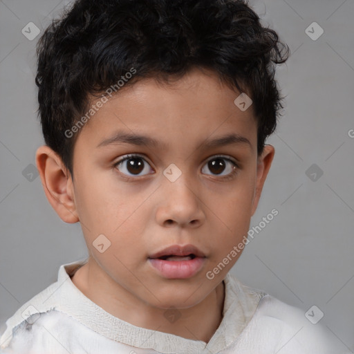 Neutral white child male with short  brown hair and brown eyes