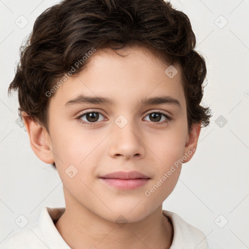 Neutral white child male with short  brown hair and brown eyes