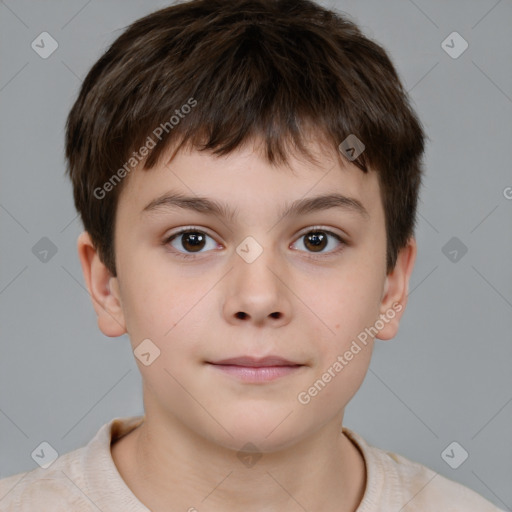 Neutral white child male with short  brown hair and brown eyes