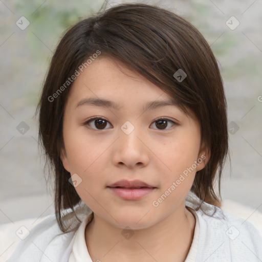 Neutral white child female with medium  brown hair and brown eyes