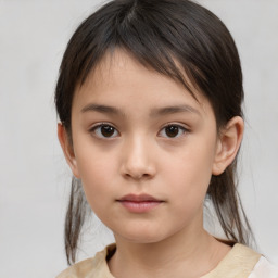 Neutral white child female with medium  brown hair and brown eyes