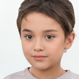 Neutral white child female with short  brown hair and brown eyes