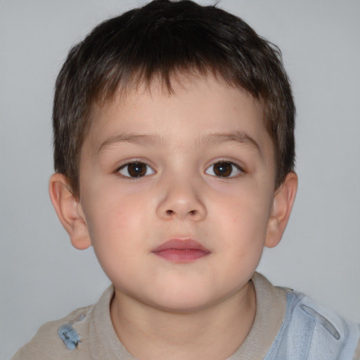 Neutral white child male with short  brown hair and brown eyes