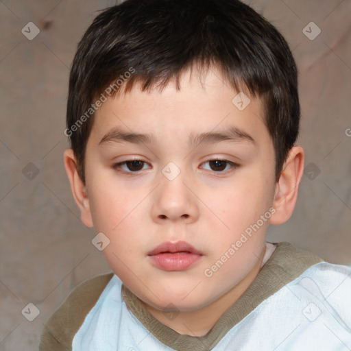 Neutral white child male with short  brown hair and brown eyes