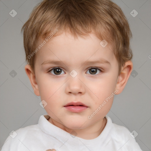 Neutral white child male with short  brown hair and brown eyes