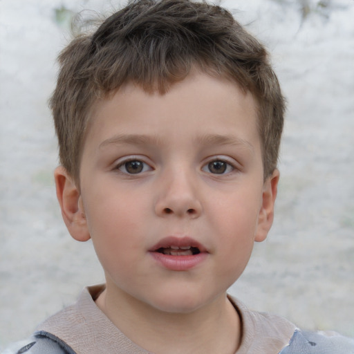 Neutral white child male with short  brown hair and brown eyes