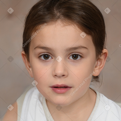 Neutral white child female with medium  brown hair and brown eyes