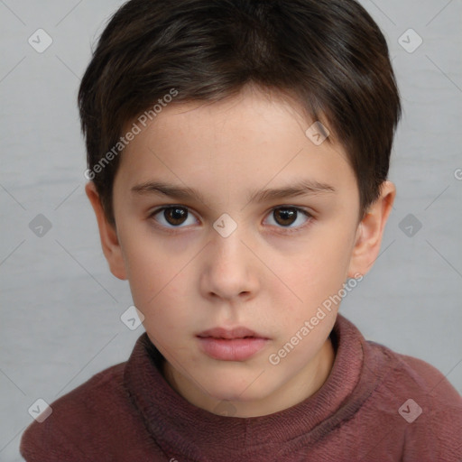 Neutral white child male with short  brown hair and brown eyes