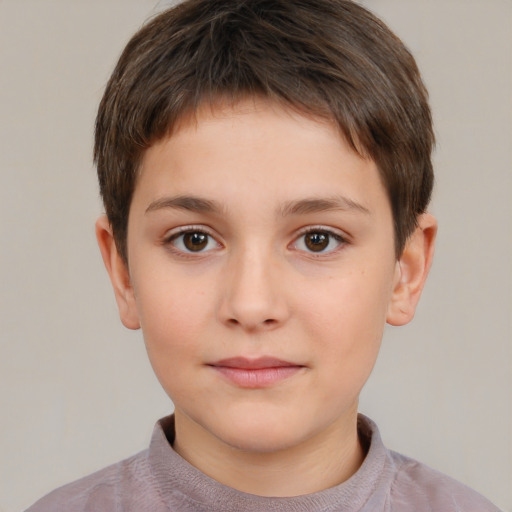 Neutral white child male with short  brown hair and brown eyes