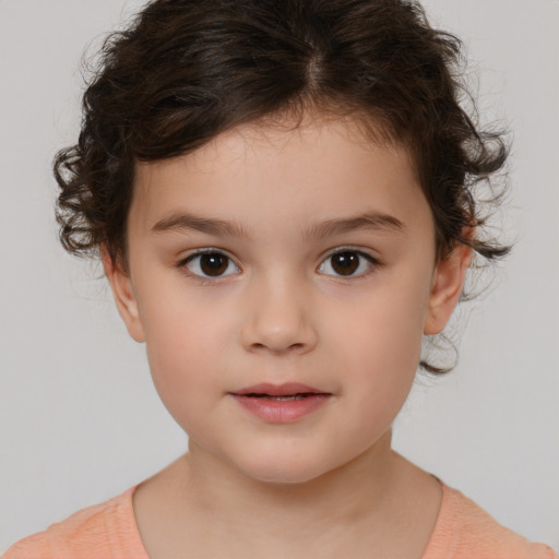 Neutral white child female with medium  brown hair and brown eyes