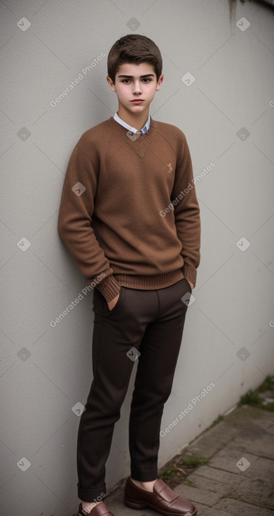 Uruguayan teenager boy with  brown hair