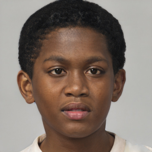 Neutral black young-adult male with short  brown hair and brown eyes