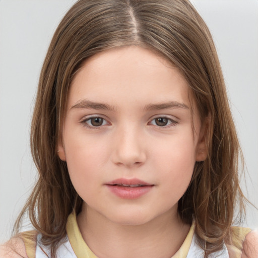 Neutral white child female with medium  brown hair and brown eyes