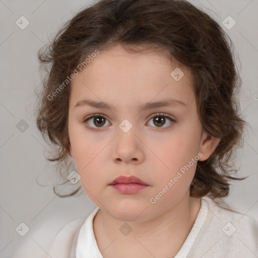 Neutral white child female with medium  brown hair and brown eyes