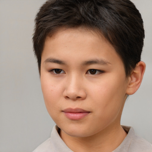 Neutral white young-adult female with short  brown hair and brown eyes