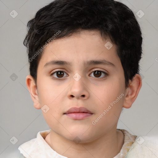 Neutral white child male with short  brown hair and brown eyes