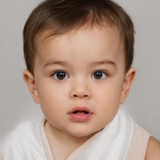 Neutral white child female with short  brown hair and brown eyes