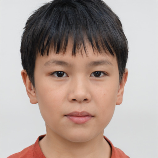 Neutral asian young-adult male with short  brown hair and brown eyes
