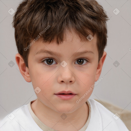 Neutral white child male with short  brown hair and brown eyes