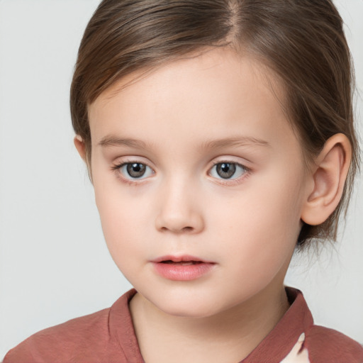 Neutral white child female with medium  brown hair and brown eyes