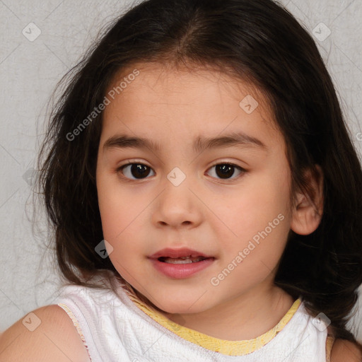 Neutral white child female with medium  brown hair and brown eyes