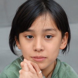 Neutral asian young-adult female with medium  brown hair and brown eyes