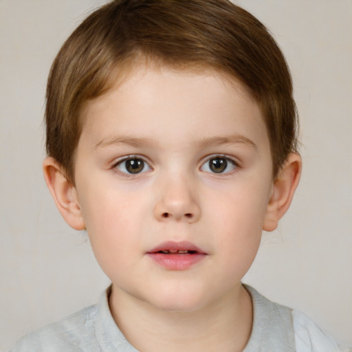 Neutral white child male with short  brown hair and brown eyes