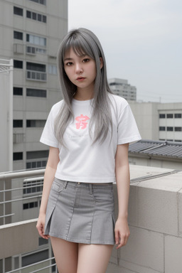 Japanese young adult female with  gray hair