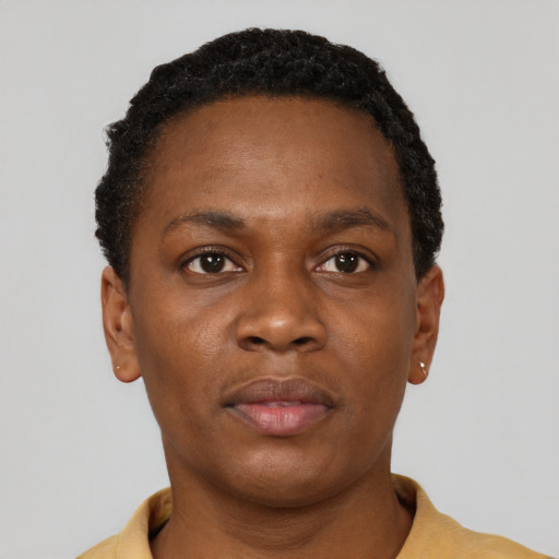 Neutral black young-adult male with short  brown hair and brown eyes