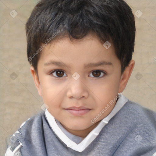 Neutral white child male with short  brown hair and brown eyes