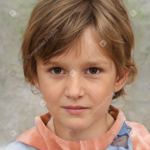 Neutral white child female with medium  brown hair and brown eyes