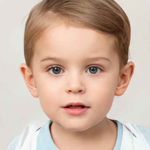 Neutral white child male with short  brown hair and brown eyes