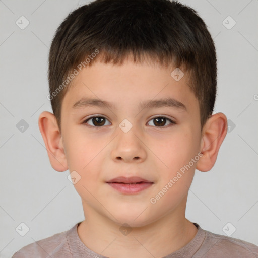 Neutral white child male with short  brown hair and brown eyes