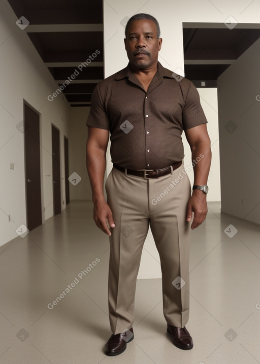 African american middle-aged male with  brown hair