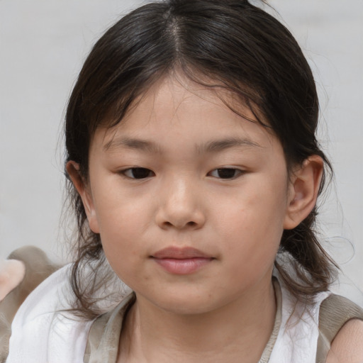 Neutral white child female with medium  brown hair and brown eyes
