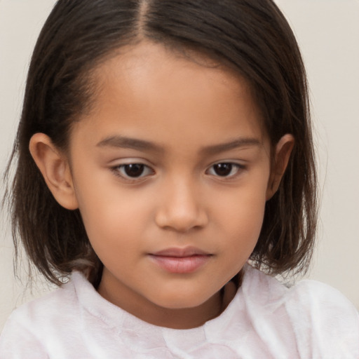 Neutral white child female with medium  brown hair and brown eyes