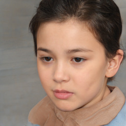 Neutral white child female with short  brown hair and brown eyes