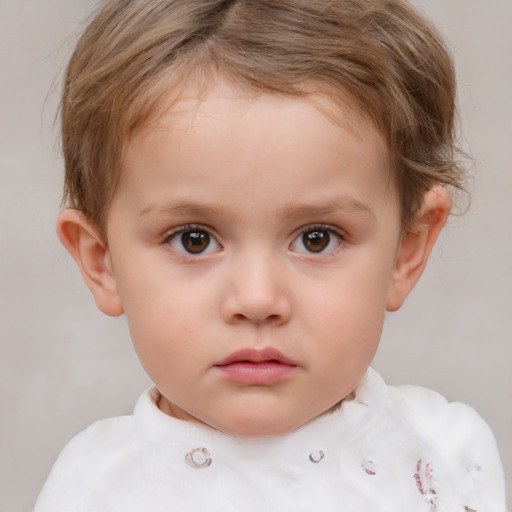 Neutral white child female with short  brown hair and brown eyes