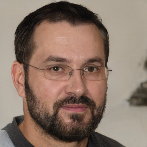 Neutral white adult male with short  brown hair and brown eyes