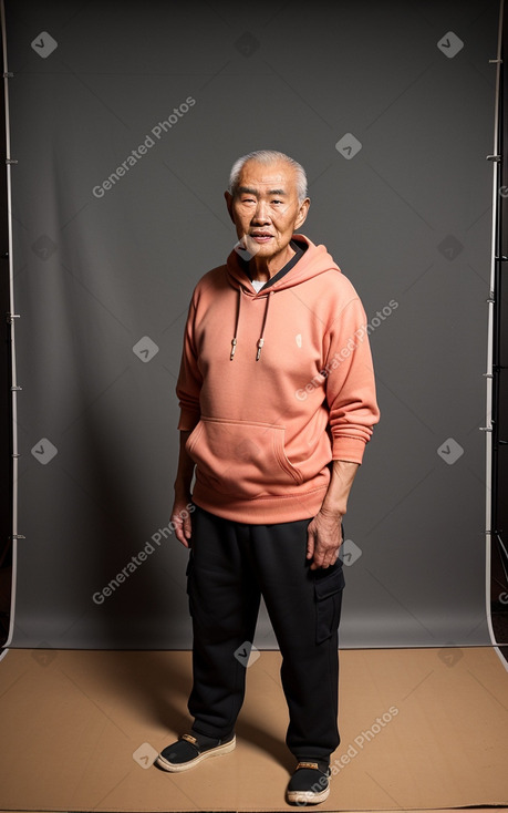 Mongolian elderly male with  black hair