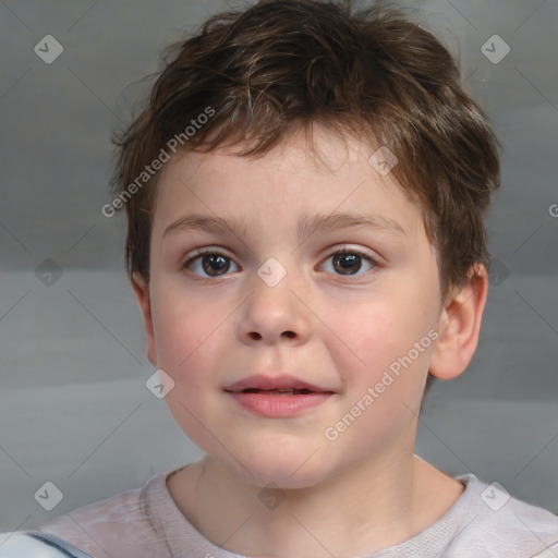 Neutral white child male with short  brown hair and brown eyes