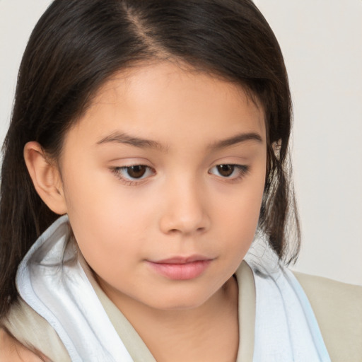 Neutral white child female with medium  brown hair and brown eyes