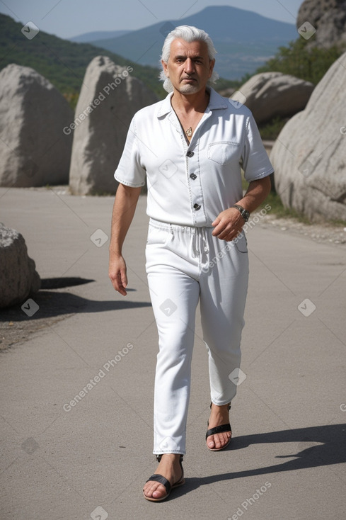 Macedonian middle-aged male with  white hair