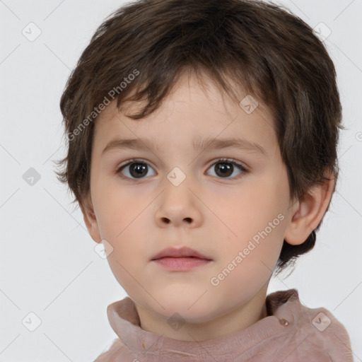 Neutral white child male with short  brown hair and brown eyes