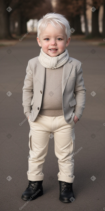 Caucasian infant boy with  white hair