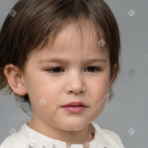 Neutral white child female with medium  brown hair and brown eyes