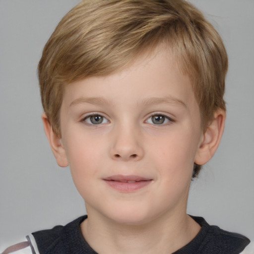 Neutral white child male with short  brown hair and grey eyes