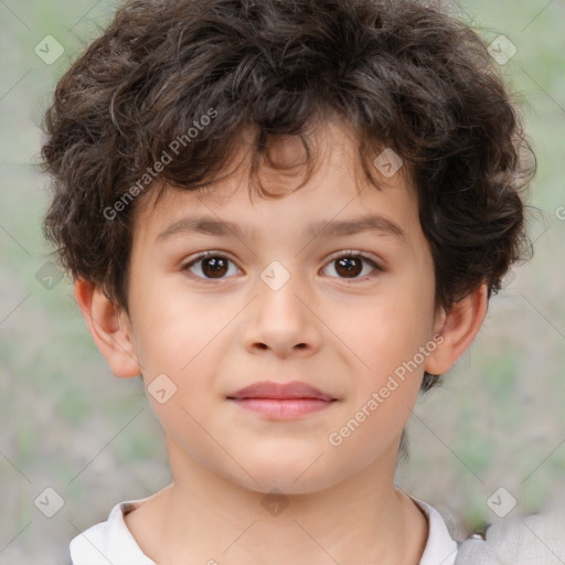 Neutral white child male with short  brown hair and brown eyes