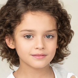 Neutral white child female with medium  brown hair and brown eyes