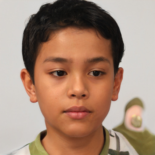 Neutral asian child male with short  brown hair and brown eyes